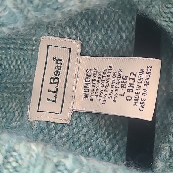 L.L. Bean seafoam green wool cardigan sweater large - Picture 7 of 9